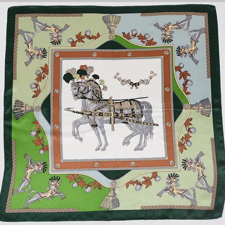 ins small square scarf women s silk scarf Korean versatile retro chain small scarf stewardess silk scarf literary fashion scarf 55 53cmx53cm