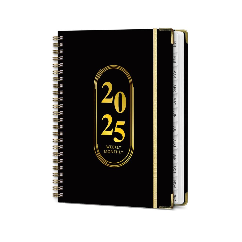 

71 страница Планировщик на 2025 год Блокнот Мягкая обложка из ПУ 12-месячный блокнот-планировщик Офис чёрный
