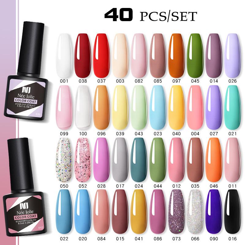Nee Jolie 40 Colors Gel Nail Polish Set, Japanese Style Soak Off UV Gel Nail Kit, Long Lasting & Easy Application