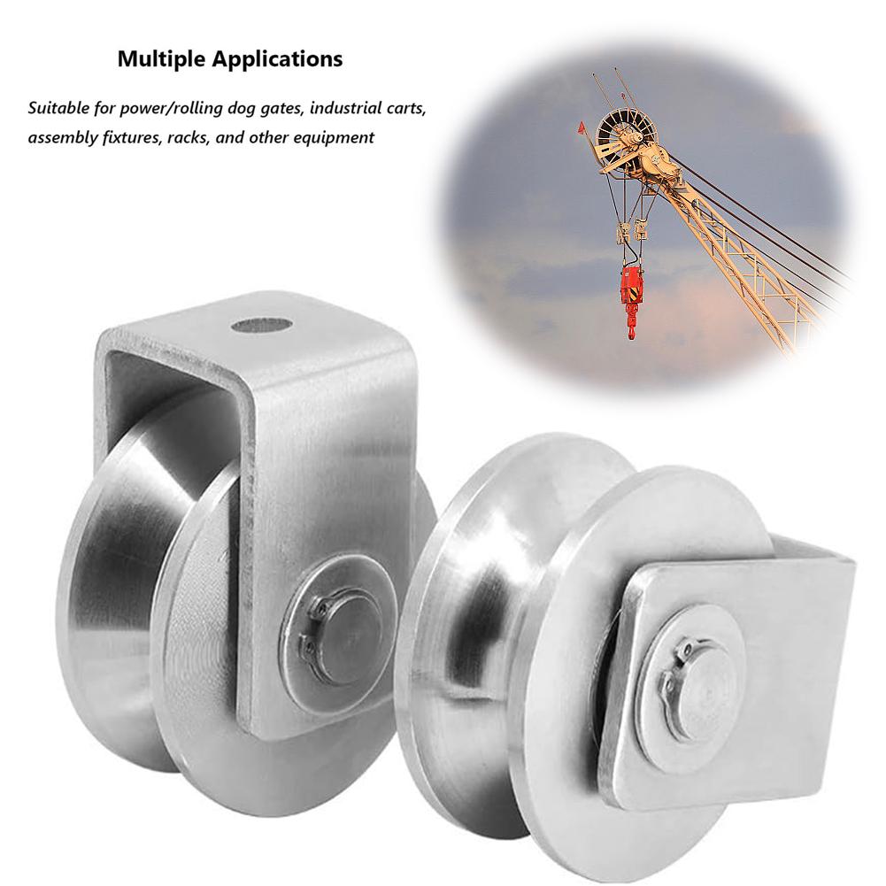 2Pcs Groove Wheel V Type Pulley Roller Stainless Steel Track Wheel Heavy Duty Groove Caster Max Load 660Lbs for Mechanical Cart