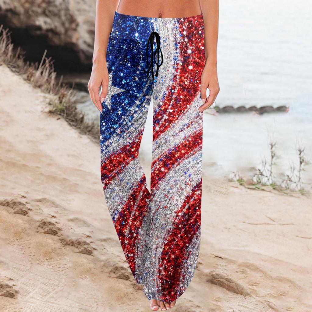 Women's Fashion Loose-Fit Drawstring Elastic Waist Casual Printed Pants