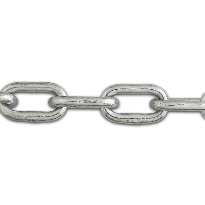 Chaîne droite soudée - 25 m - Acier zingué - Maille courte - Ø fil 3 mm
