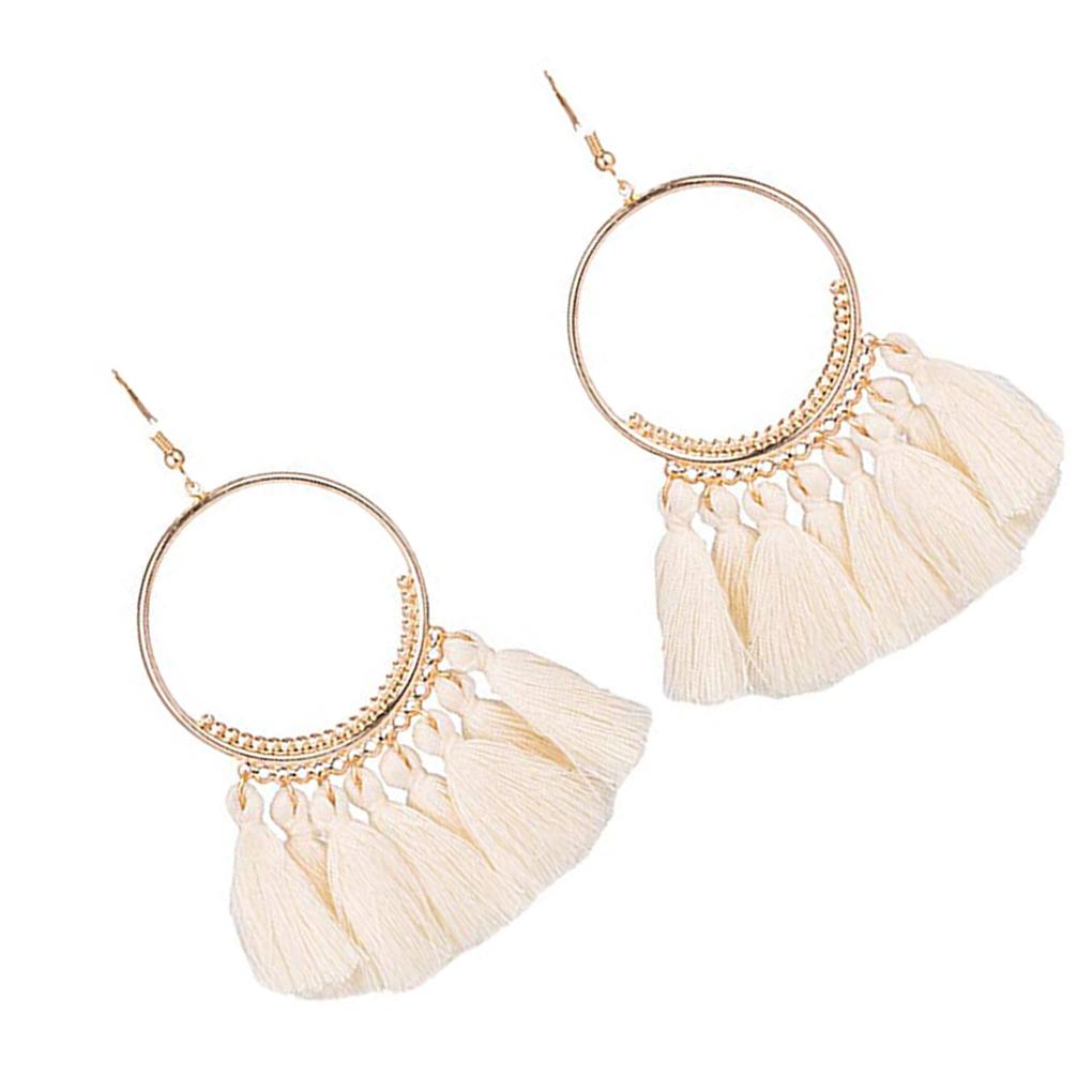 Colorful Round Hoop Allergy Free Earring Bohemia Style Colorful Thread Tassel Pendants Earring