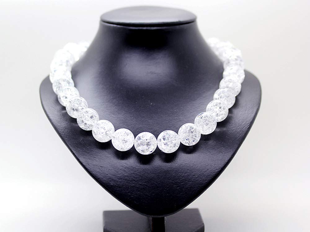 [Seki-Kira] 4A Crack Quartz 18mm Extra Thick Prayer Beads Necklace for Men, Natural Stone, Power Stone, 025