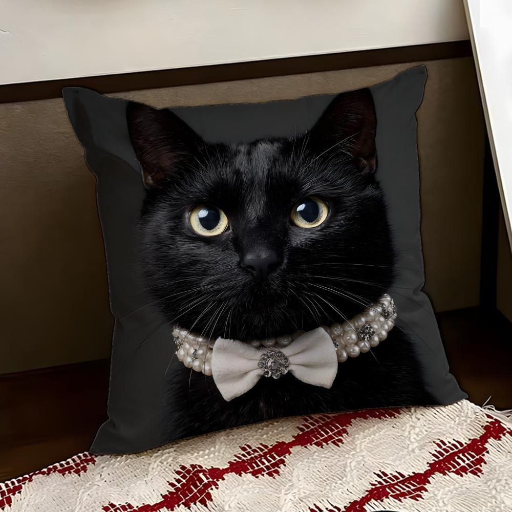 Black Ccat Cushion Cover Reversible Soft Durable Pillow Cover Home  Car MultiScene Use for Daily Comfort