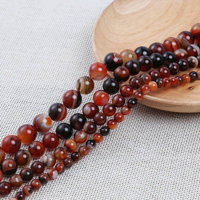 1 Strang/Lot 4 6 8 10 12 mm Schwarzer Naturstein Perlen Achate Yoga Spacer Runde Perlen für Schmuckherstellung DIY Halsketten Armbänder