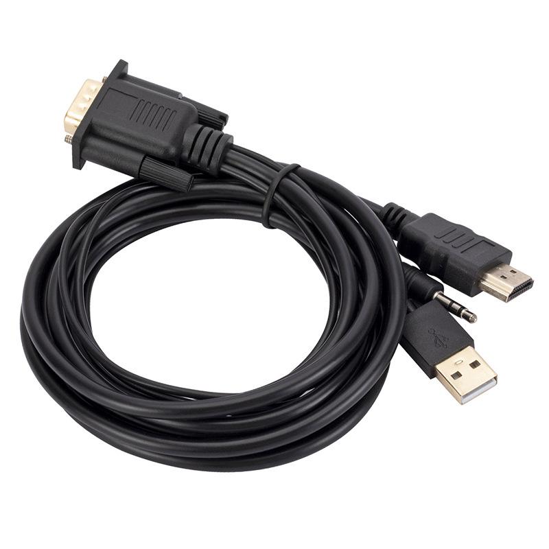 1.8m HDMI to VGA Adapter with Audio and Power for Computer to TV