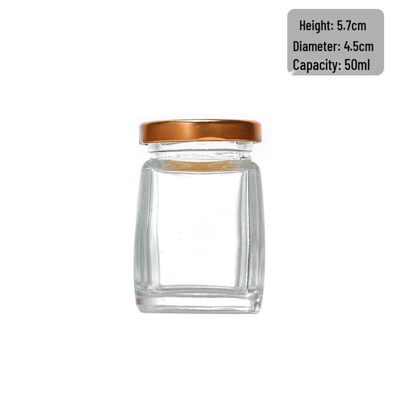 Прозрачная квадратная банка для меда - Толстостенная стеклянная бутылка для герметизации и дозирования продуктов для джема или ласточкиного гнезда