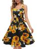 Rochie de vară pentru femei cu gât halter, spate decupat, imprimeu retro, tiv larg 2026