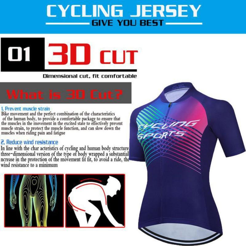 Womens Cycling Jersey Bib Shorts Set Breathable Quick-Dry Road Bike Apparel