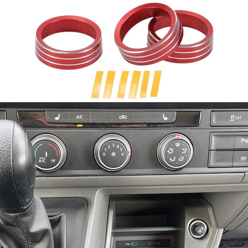 

TUCKBOLD AC Кондиционер Климат Контроль Переключатель Ручка Крышка Кольцо для VW Tiguan CC Passat B7 B8 T-ROC Study | Внутренняя Декоративная Накладка Красный 3шт