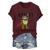 Women's Fashion Casual Printed Round Neck Short Sleeved Pullover T-Shirt Top