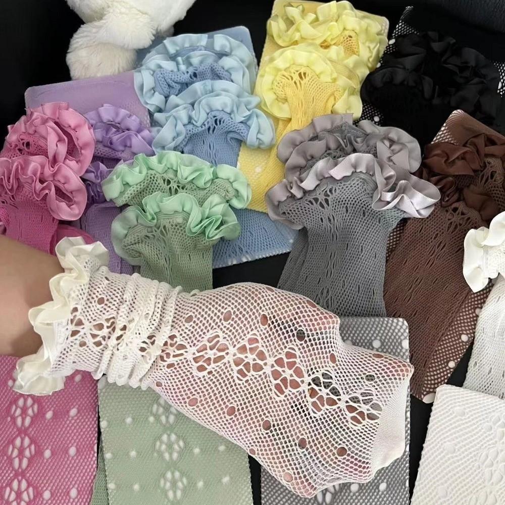 Lace Women's Stockings Solid Color Knee Highs Socks Fashion Pile Calf Socks  Girl