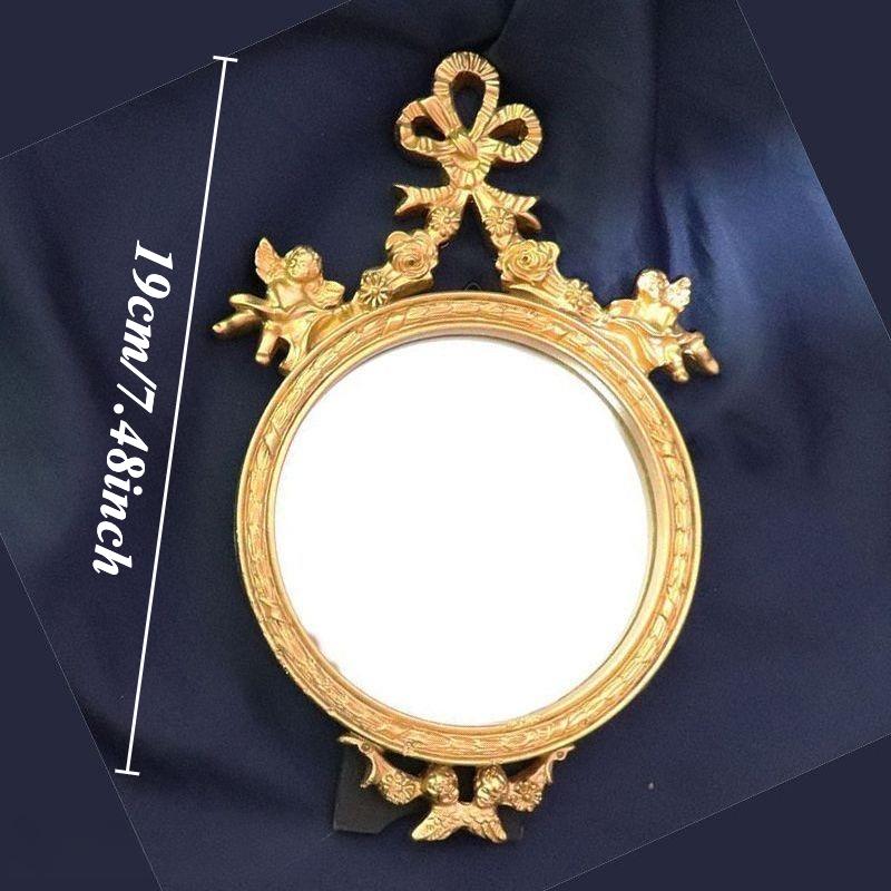 

Retro European Style Decorative Mirrors Golden Embossed Mirror Desktop Wall-mounted Mirrors Light Luxury Room Decoration 2025