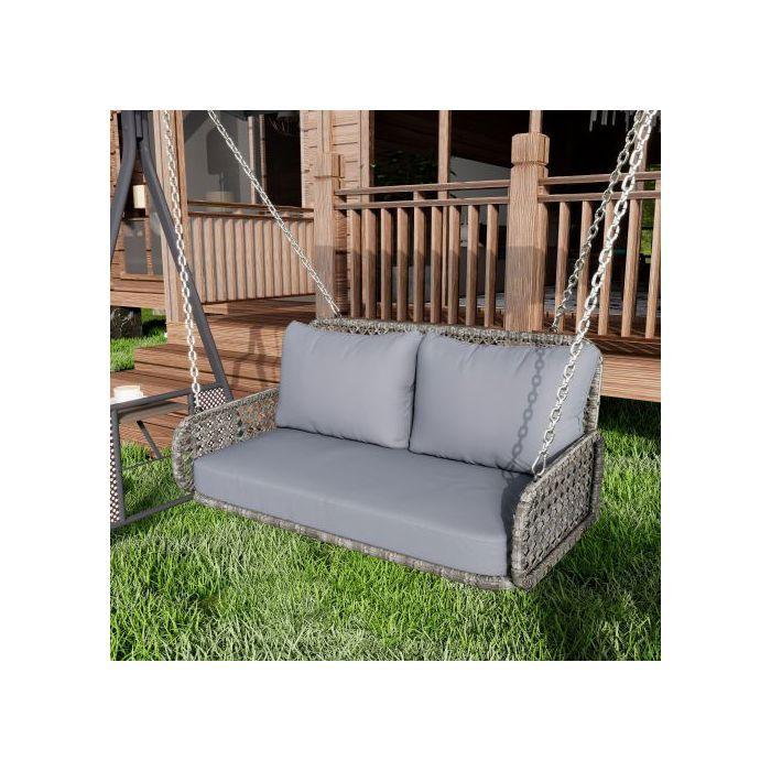 Gartenschaukel - Grau - Kapazität 320 kg - Dickes Kissen 9 cm - Einfache Montage