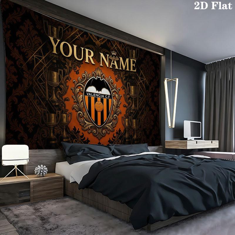 Custom Name,Valencia CF Wall tapestry, aesthetic printed fabric blanket, suitable for bedroom, living room, and home decor.