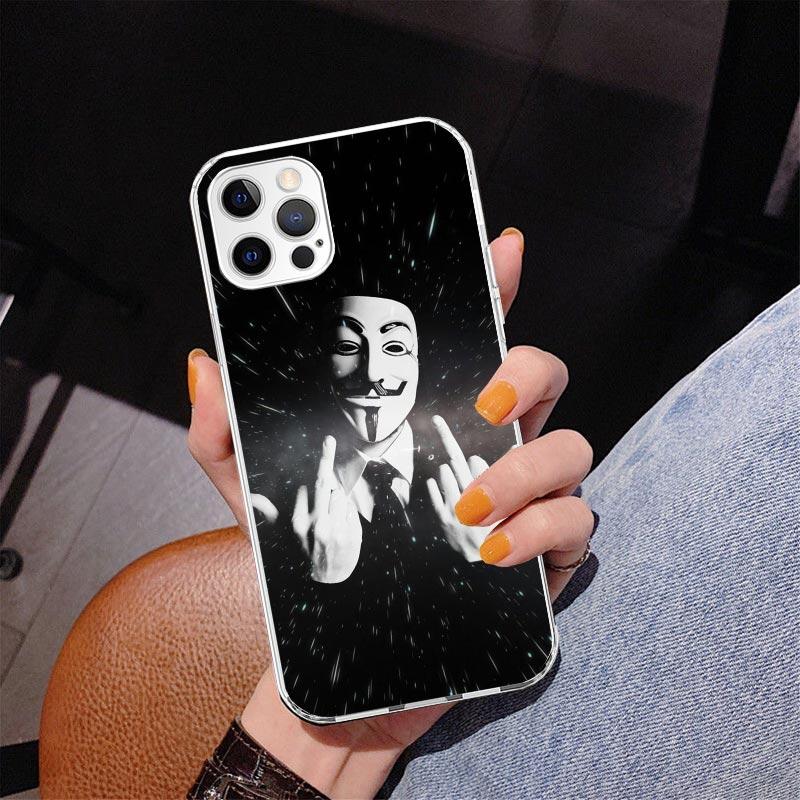 

Anonymous V Mask Phone Case For iPhone 17 Air 16 Pro Max 16E 15 + 14 Plus 11 12 13 Mini 7 8 SE Gift Print Cover Fundas 17 Air 16 iPhone 17 Pro Max
