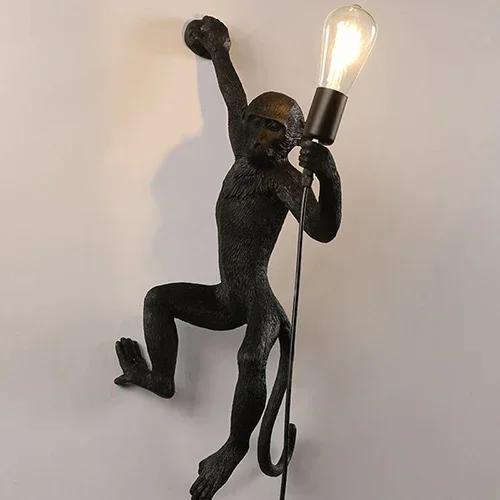 Nordic Creative Hemp Rope Pendant Pendant Light Resin Monkey Light Bedroom Children's Room Home Decoration Ceiling Pendant Lamp