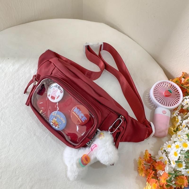 Transparent Badge Breast Bag Female, Niche Cute Girl Messenger Bag Student Sports Fanny Pack