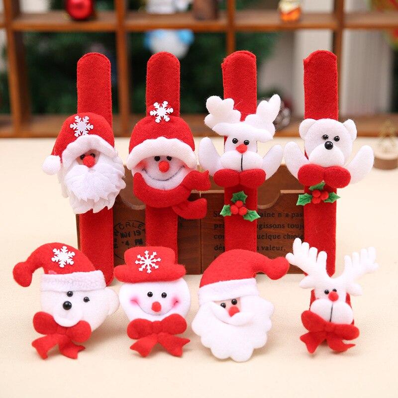 1 Pc Bronzing Christmas Gifts Xmas Bracelet Adult Children's Toys Santa Claus Snowman Elk Patting Circle Pat Ring