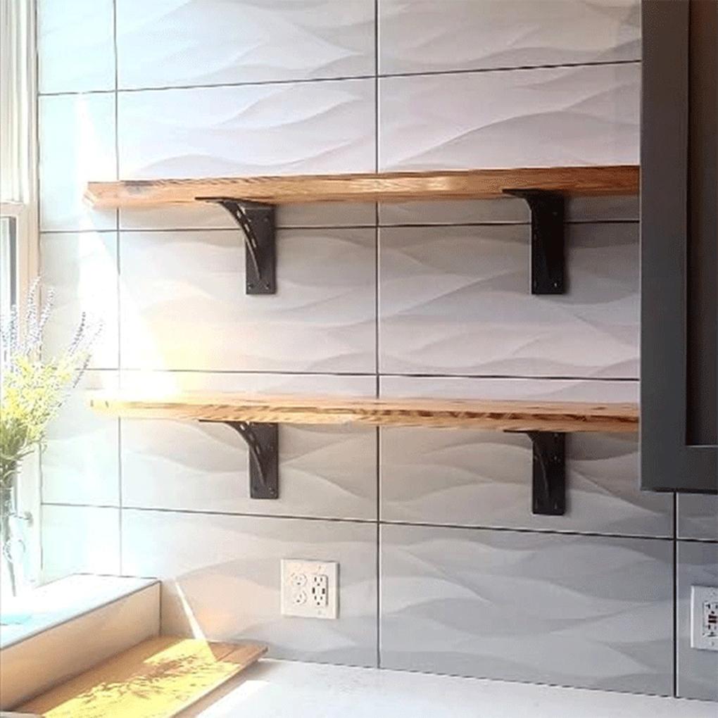 2 Piece Brackets, Corner Wall-Mounted Sturdy And Strong Load-Bearing Capacity, Suitable for Kitchens, Workshops, Black