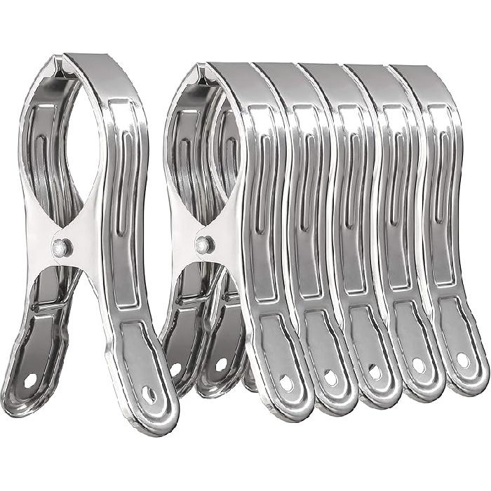 WEBI Pool Cover Clips Beach Towel Clips,12 Packs 5.5 Inch Beach Chair Clips,Above Ground Pool Cover Clamps for Chairs,Cruise,Boat,Blanket,Quilt