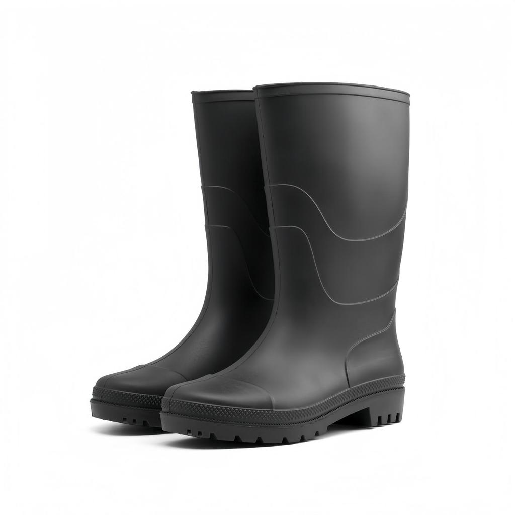 Men's Waterproof High-Top PVC Rubber Boots: Mid-Calf Rain & Construction Labor Protection Shoes