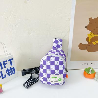 New Children's Bag Boys Fashion Plaid Messenger Bag Mini Smiley Face Breast Bag Girls Casual Change Bag
