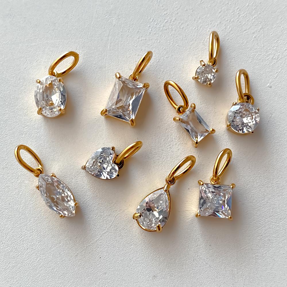 eManco 4 /6/8/10MM Stainless Steel Zircon Geometric Shape Charms Pendants Jewelry Making Supplies Diy Findings Accessories