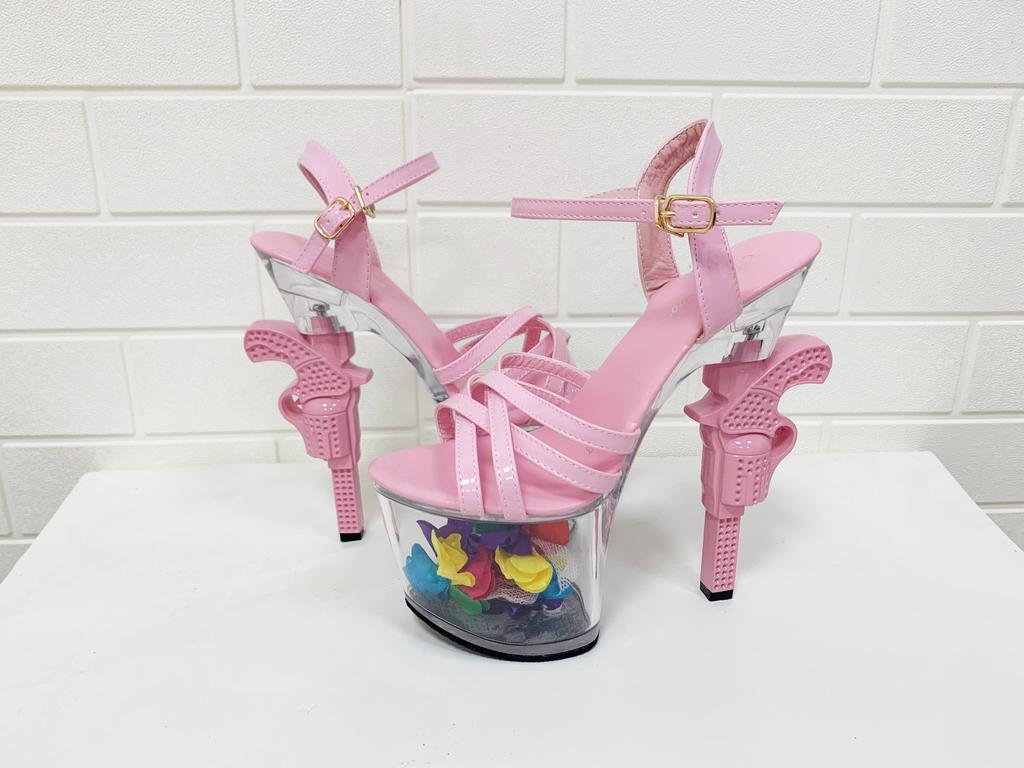 Mode Transparent 17cm Stilettoabsätze Pole Dance Kristall Wasserdicht Plateau Model Sandalen Sommer Laufsteg Performance Extrem Hoch