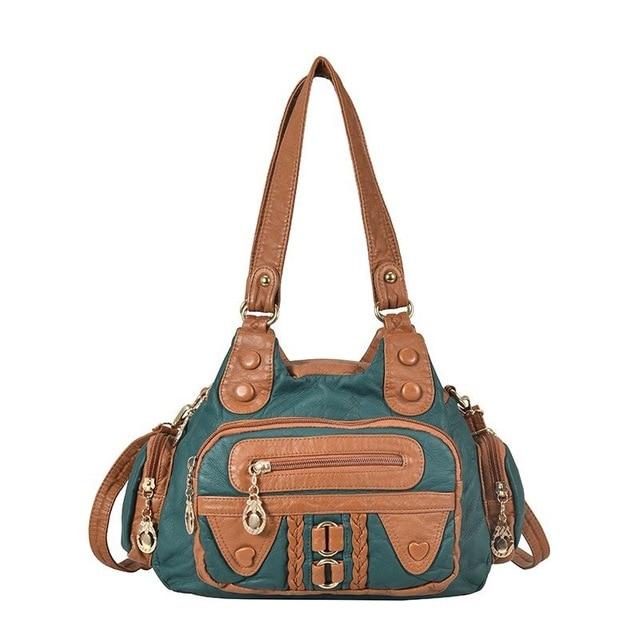 Fashion High Quality Washed PU Leather Handbag Ladies Daily Bag Gift Handbag Large Capacity Shoulder Bags Purse 2020 New Ladies MIT