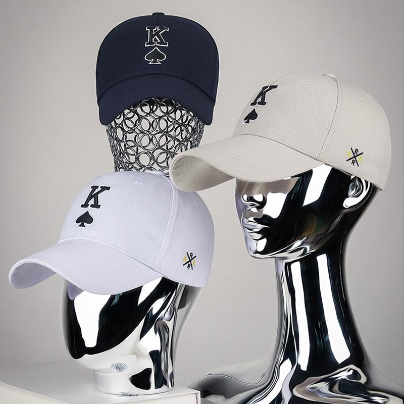 Spring Autumn Embroidered Playing Cards Spades K Letter Cap Outdoor Sunshade Baseball Cap