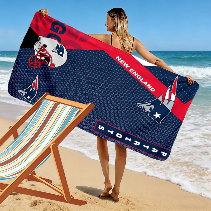New England Patriots Logo Print Beach Towel, Large Soft Quick Dry Towel for Beach Camping Swimming