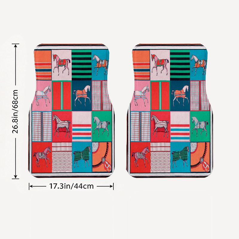 Horse Art Pattern Black Car Floor Mats Full Coverage All-Season Car Mats, XPE Non-Slip And Wear-Resistant Mats Suitable for SUV Interiors, Textured Ca