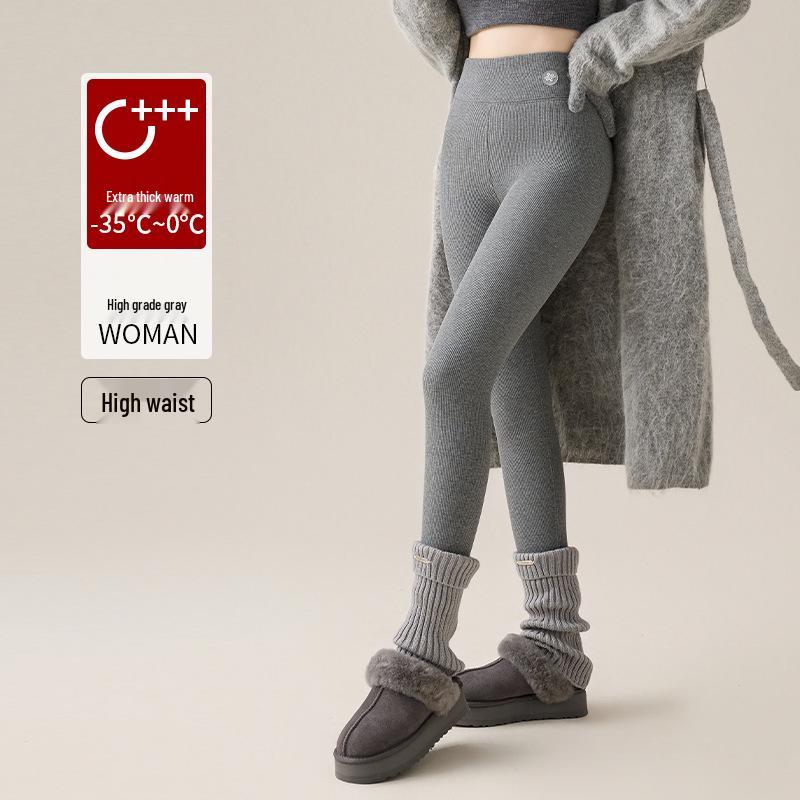 Extra Thick Plush High Waist Winter Leggings - Slimming Skinny Wool Pants for Women