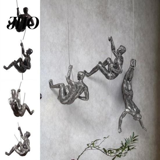 Rock Climber Statue Artistic Realistic Appearance Delicate Craft Wall Retro American Resin Pendant Ornament