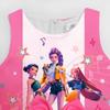 Bambine Ragazze Film POP Rumi Zoey Mira Stampa Senza Maniche Fiocco Casual Festa Abito da Principessa