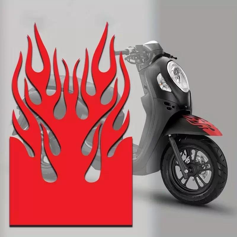 1Pc Flame Motorcycle Fenders Sticker Waterproof Self-Adhesive Vinyl Decal For Most Motorcycle Mudguard Decoration