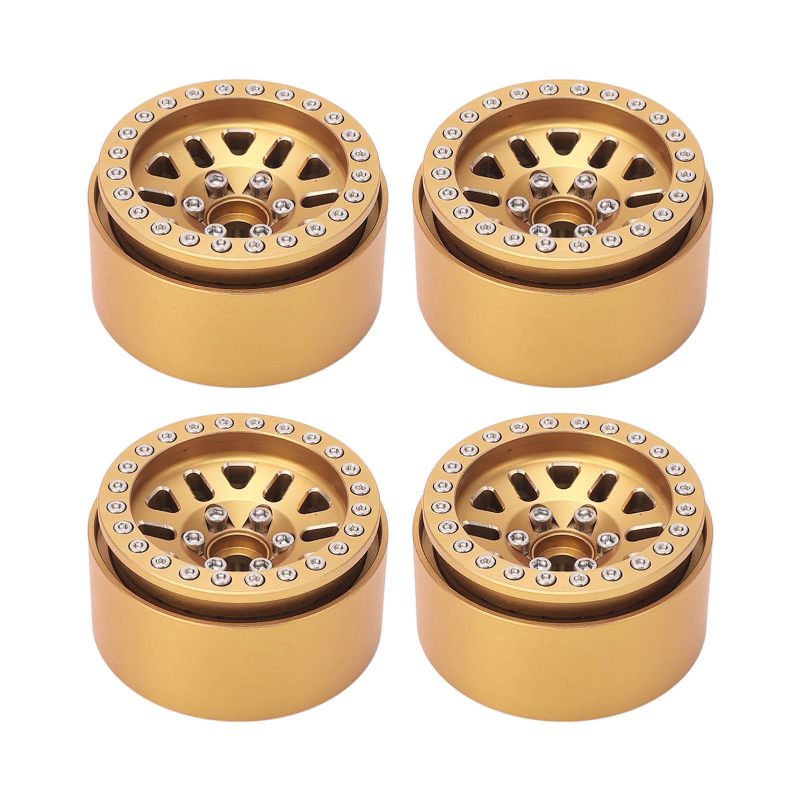 

4 Pcs Beadlock Wheel Rim Hub Brass Heavy 1.9Inch for Axial SCX10 90046 AXI03007 D90 D110 TF2 for Traxxas 1/10 RC Car