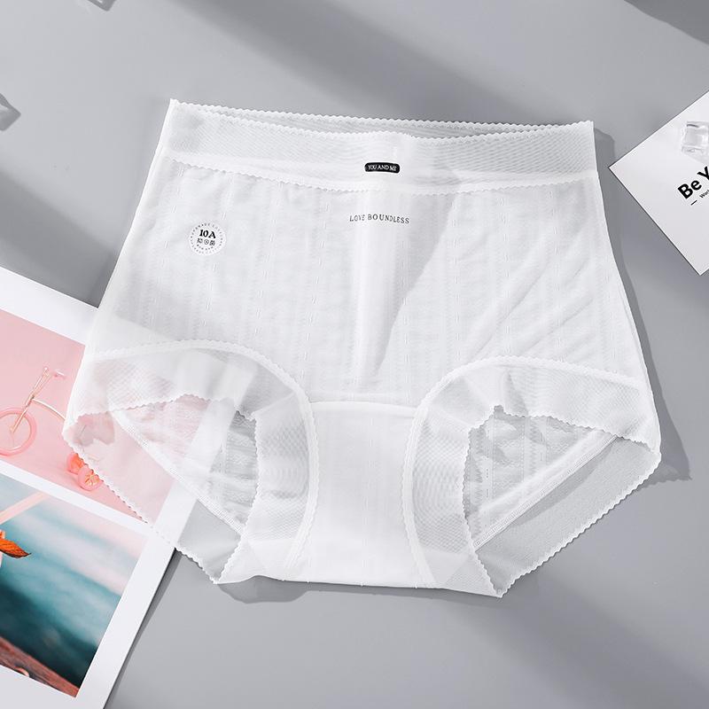 Big Size Female Summer New Ultra Thin Ice Silk Pure Cotton with Long Crotch 10A Antibacterial High Waist Triangle Briefs
