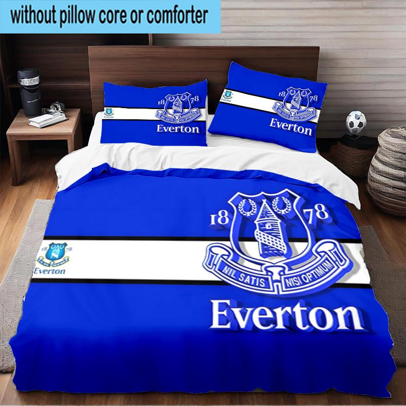 Football Club Everton 3PCS Print Bedding Set, Includes A Duvet Cover and Two Pillowcases for Bedroom, Dormitory, Suitable for All Seasons