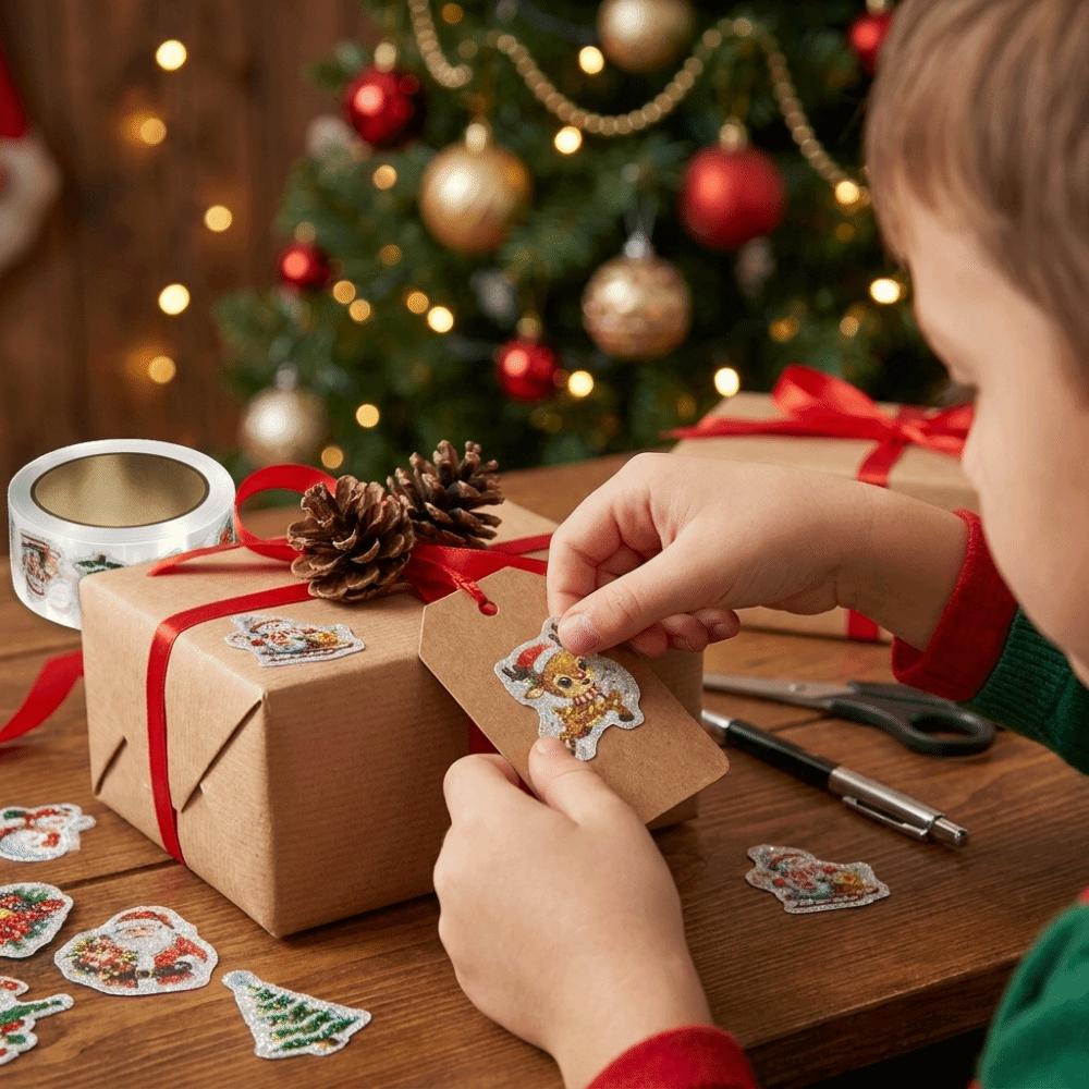 500 Sheets/roll Self Adhesive Decorative Tags Roll-Pack Label Stickers Christmas Stickers Holiday