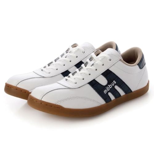 

Mobus MUNSTER Sneakers for Men and Women, Genuine Leather, Sports, Casual, with Functional Insoles, Walking Shoes (WHITE/NAVY CROCO, Japanese Shoe Siz