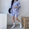Large Size Two-piece Tracksuit Letter Casual Clothings Women Short Sleeve T-shirt Shorts  Female