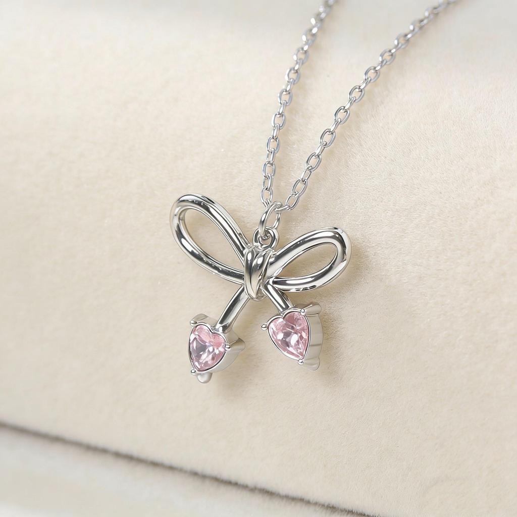 Elegante Herzausschnitt Schleife Knoten Halskette für Damen - Hochwertige Schlüsselbein Kette