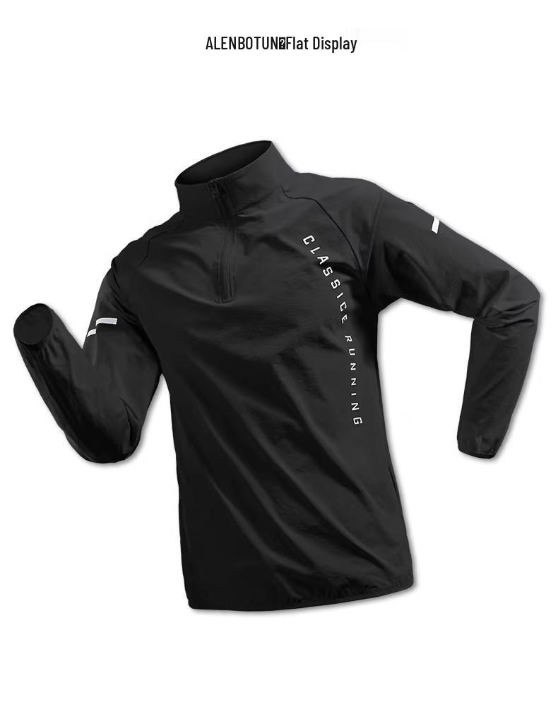 Herren Quick-Dry Langarm Halbreißverschluss Trainingsjacke für Sonnenschutz - Herbst/Winter Fitness Laufoberteil