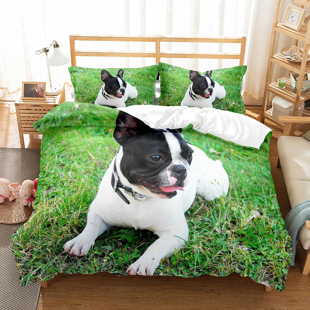 Zestaw poszewek na kołdrę French Bulldog Cute Dog Poliester Poszewka na kołdrę Twin Full Size Dla dzieci nastolatków dorosłych Wystrój sypialni Zestaw pościeli