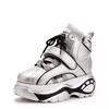 Genuine Leather High top Women Sneakers Wedge Chunky Heel Platform Ankle Height Increase Sports for Adult Women