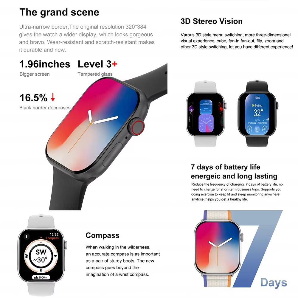 2025 Neue DT Watch 10 Smartwatch Herren Damen 3D-Menü 16GB Großer Speicher TWS Kopfhörer Videowiedergabe NFC Smartwatch für Apple