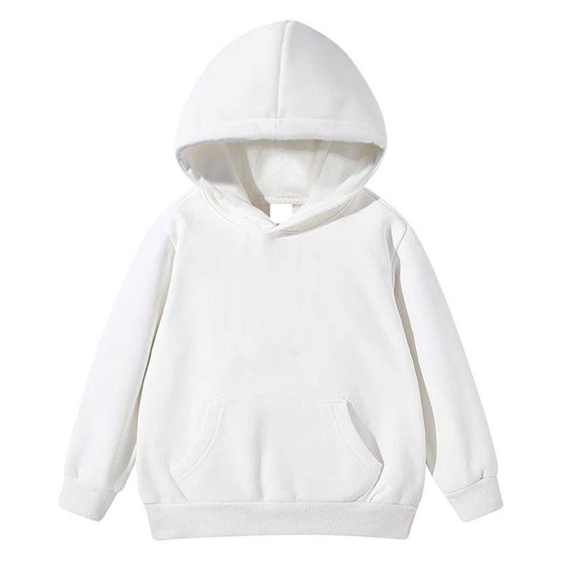 4-14 Years Kids Solid Color Hooded Pullover Long Sleeve Coat